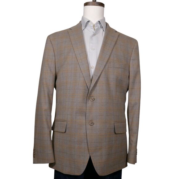 TOMMY HILFIGER Mens Sport Coat Blazer Mens 48R Beige Plaid - Picture 8 of 14
